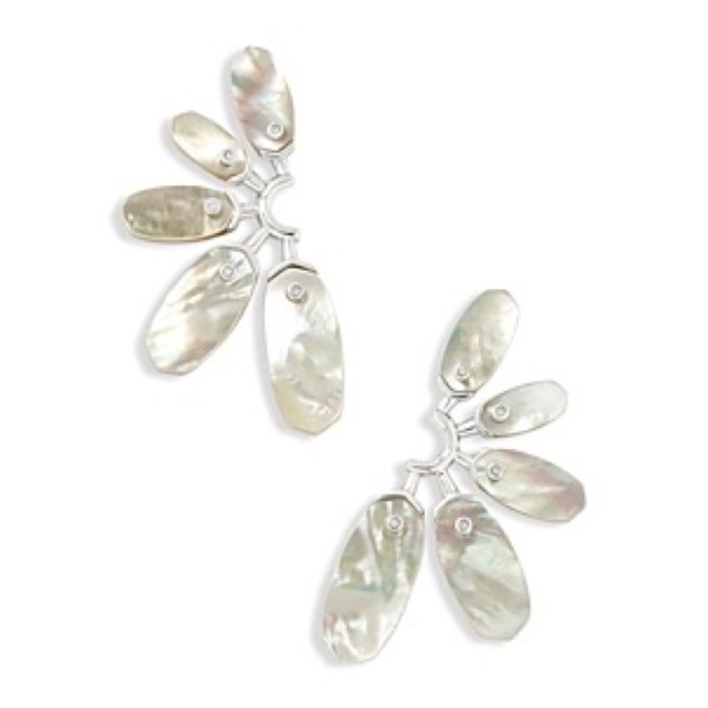 NWT Kendra Scott Ashlyn Ivory Mother Of Pearl Statement Earrings - Picture 14 of 16